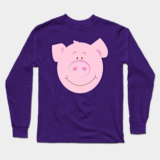 Cute Happy Pig - Purple Long Sleeve T-Shirt